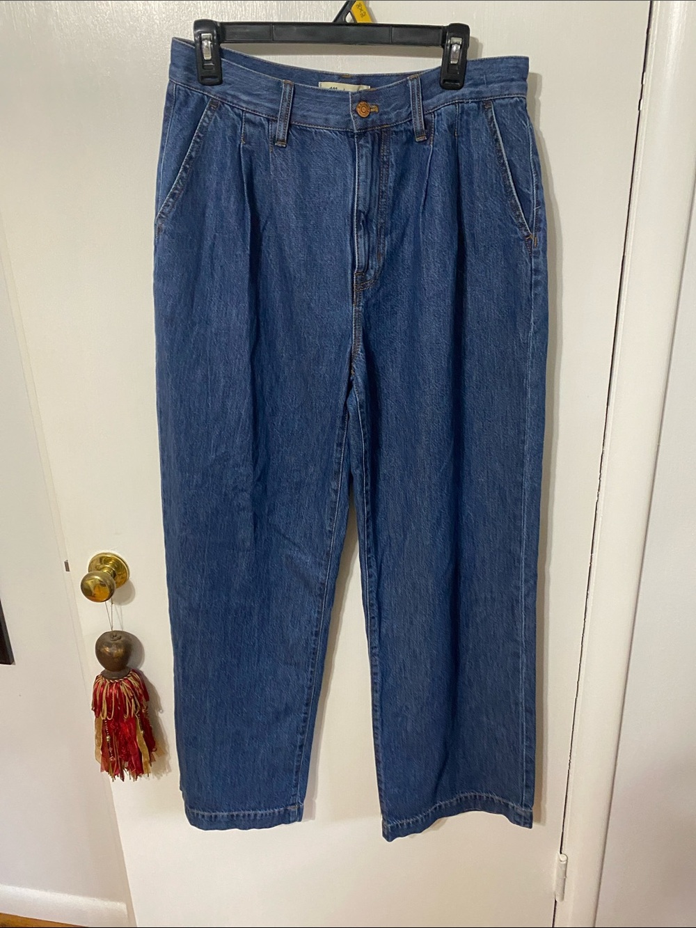 Madewell Wide-Leg Pleated Blue Denim Jeans